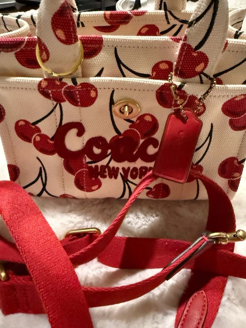 Coach Cargo Tote 20 with Cherry Print